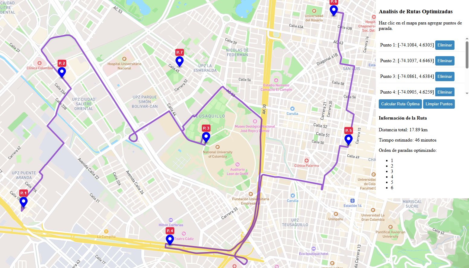 Ejemplo de mapa interactivo creado con Leaflet mostrando datos geoespaciales